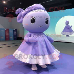 Lavender Whale mascot costume character dressed with a Dress and Rings