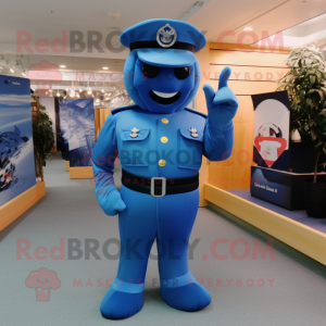 Sky Blue Navy Soldier mascot costume character dressed with a Bikini and Gloves