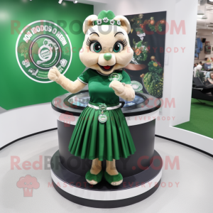 Forest Green Pendant mascot costume character dressed with a Mini Skirt and Rings