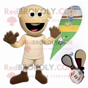 Beige But mascot costume character dressed with a Bikini and Mittens