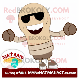 Beige But mascot costume character dressed with a Bikini and Mittens