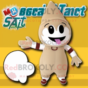 Beige Men maskot kostym...