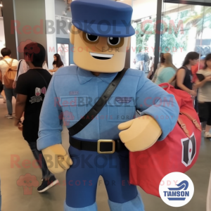 nan Gi Joe mascot costume character dressed with a Denim Shirt and Tote bags