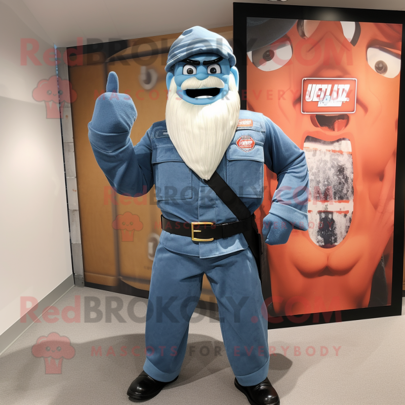 nan Gi Joe mascot costume character dressed with a Denim Shirt and Tote bags