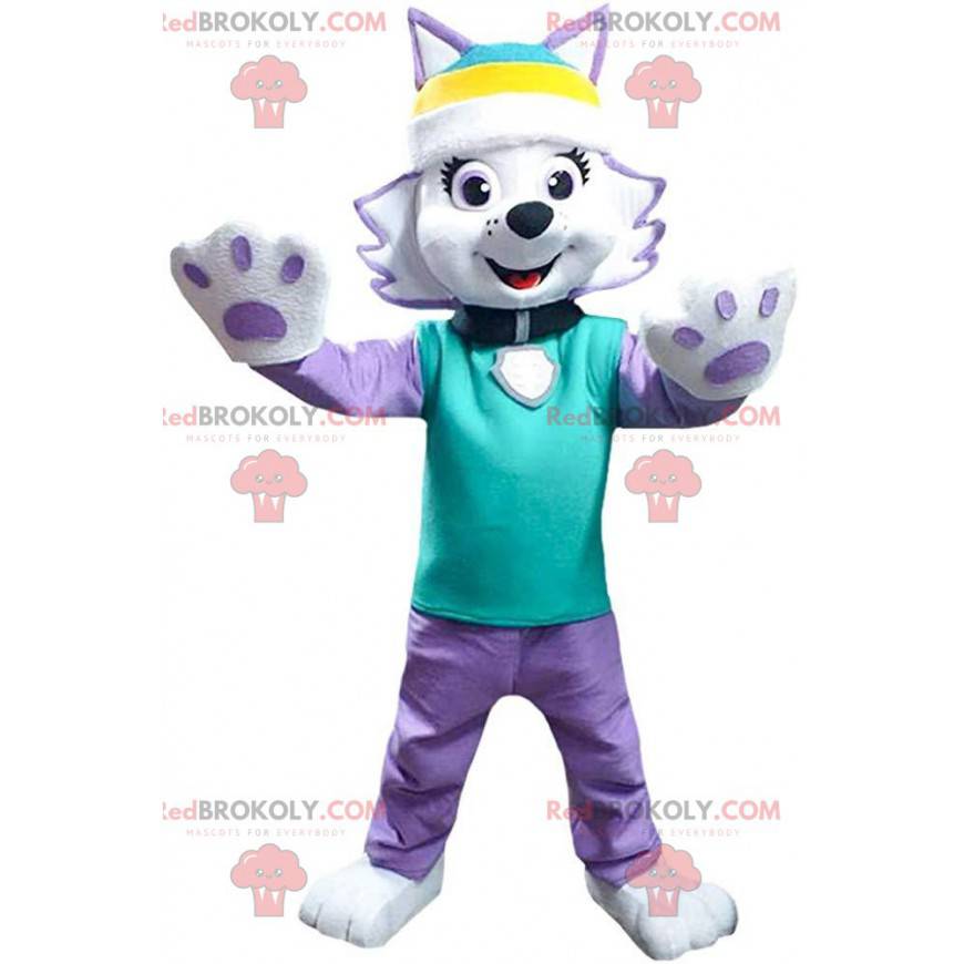 Mascote Everest, o famoso cachorro roxo em "Paw Patrol" -