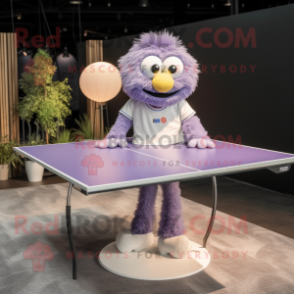 Lavender Ping Pong Table mascot costume character dressed with a V-Neck Tee and Anklets