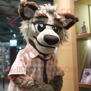 nan Hyena mascot costume character dressed with a Poplin Shirt and Eyeglasses