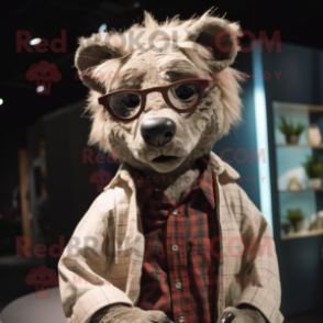 nan Hyena mascot costume character dressed with a Poplin Shirt and Eyeglasses