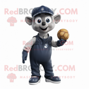 Navy Petanque Ball mascot costume character dressed with a Dungarees and Pocket squares