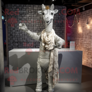 Sølv giraf maskot kostume...