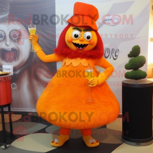 Orange Ogre maskot kostym...