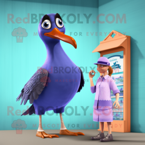 Lavender Passenger Pigeon mascot costume character dressed with a Swimwear and Watches