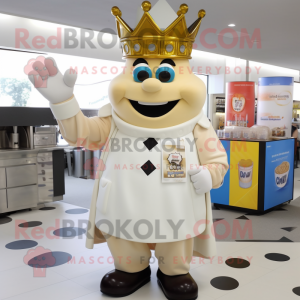 Cream King mascot costume character dressed with a Overalls and Cufflinks