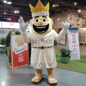 Cream King mascot costume character dressed with a Overalls and Cufflinks