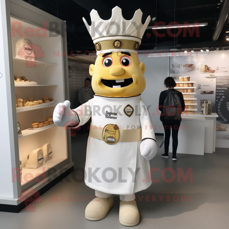 Cream King mascot costume character dressed with a Overalls and Cufflinks