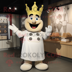 Cream King mascot costume character dressed with a Overalls and Cufflinks