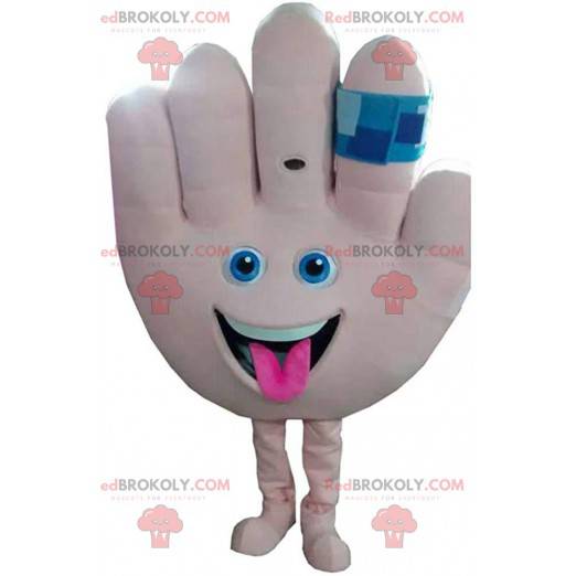 Giant hand mascot, "High five" costume with a bandage -