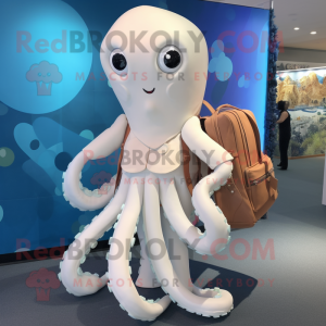 Hvid Octopus maskot kostume...