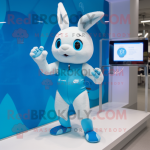 Sky Blue Wild Rabbit maskot...