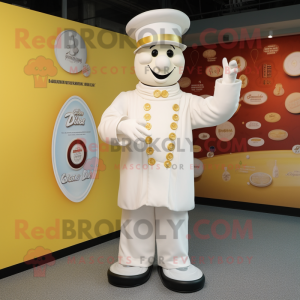 Cream Doctor mascot costume character dressed with a Empire Waist Dress and Cufflinks