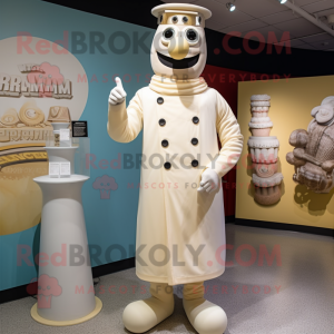 Cream Doctor mascot costume character dressed with a Empire Waist Dress and Cufflinks