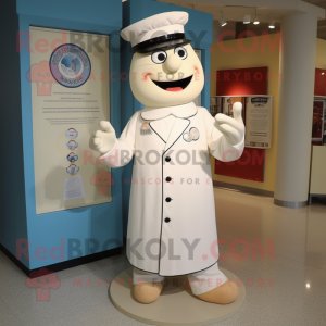 Cream Doctor mascot costume character dressed with a Empire Waist Dress and Cufflinks