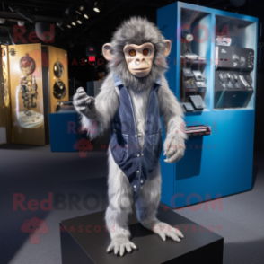 Silver Monkey mascot costume character dressed with a Bootcut Jeans and Scarf clips