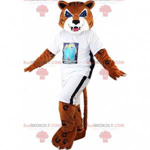 Mascote tigre, puma marrom, fantasia de felino selvagem -