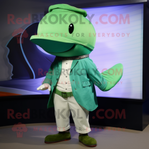 Green Whale maskot kostym...