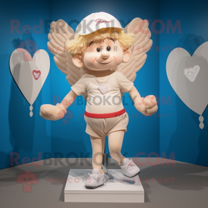 Beige Cupid maskot drakt...