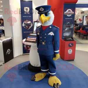 Navy Falcon mascot costume character dressed with a Rash Guard and Coin purses