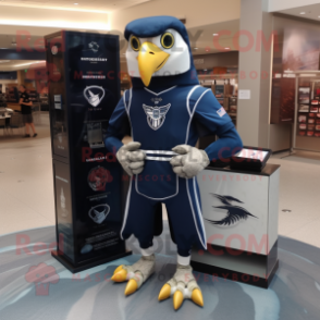 Navy Falcon mascot costume character dressed with a Rash Guard and Coin purses