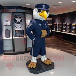 Navy Falcon mascot costume character dressed with a Rash Guard and Coin purses