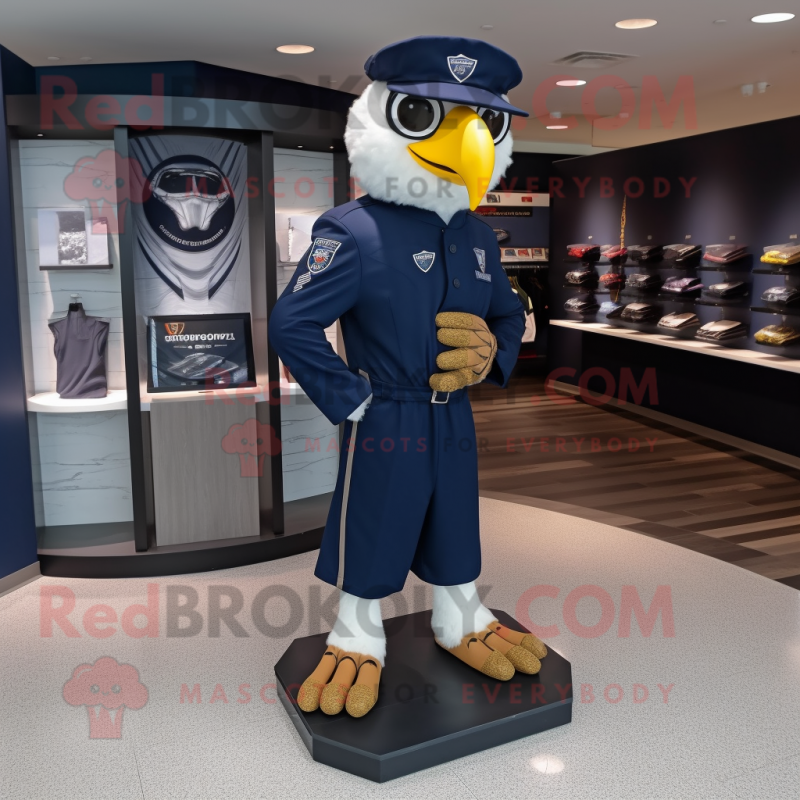 Navy Falcon mascot costume character dressed with a Rash Guard and Coin purses Navy Falcon mascot costume character dressed with a Rash Guard and Coin purses