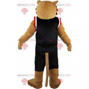 Beige sabeltandtijger mascotte in sportkleding - Redbrokoly.com