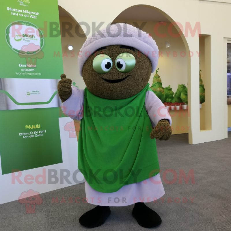 Olive Meatballs mascot costume character dressed with a Polo Tee and Shawl pins Olive Meatballs mascot costume character dressed with a Polo Tee and Shawl pins