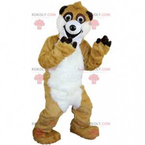 Mascotte de suricate beige et blanc géant, costume du désert -