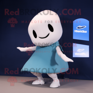 Black Beluga Whale mascot costume character dressed with a Mini Skirt and Foot pads