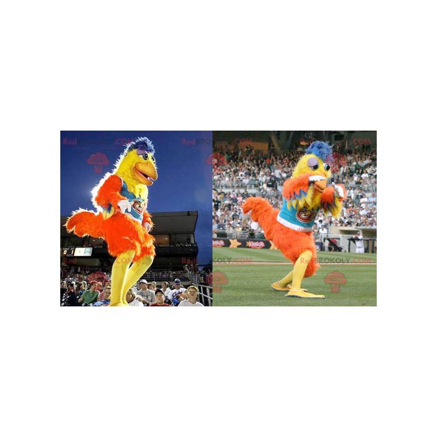 Orange and blue yellow hen rooster mascot - Redbrokoly.com