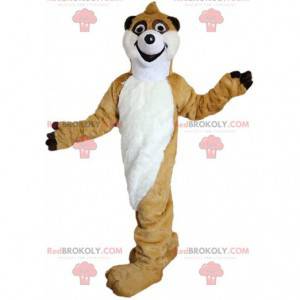 Mascota gigante de suricata beige y blanco, traje del desierto
