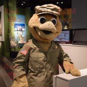 nan American Soldier mascot costume character dressed with a Henley Shirt and Messenger bags