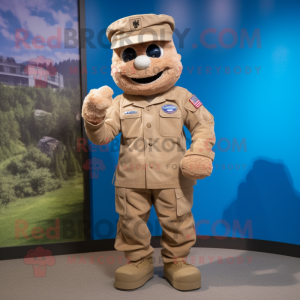 nan American Soldier mascot costume character dressed with a Henley Shirt and Messenger bags