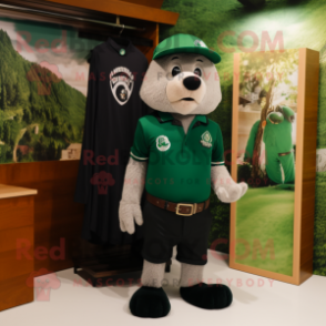 Forest Green Guinness mascot costume character dressed with a Polo Tee and Berets