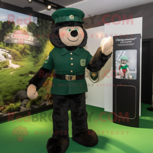 Forest Green Guinness mascot costume character dressed with a Polo Tee and Berets
