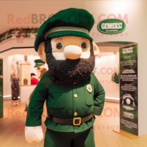Forest Green Guinness mascot costume character dressed with a Polo Tee and Berets