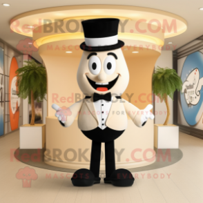 Beige Cherry mascot costume character dressed with a Tuxedo and Belts