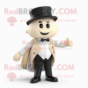 Beige Cherry mascot costume character dressed with a Tuxedo and Belts