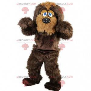 Brown and beige dog mascot, hairy fox terrier costume -