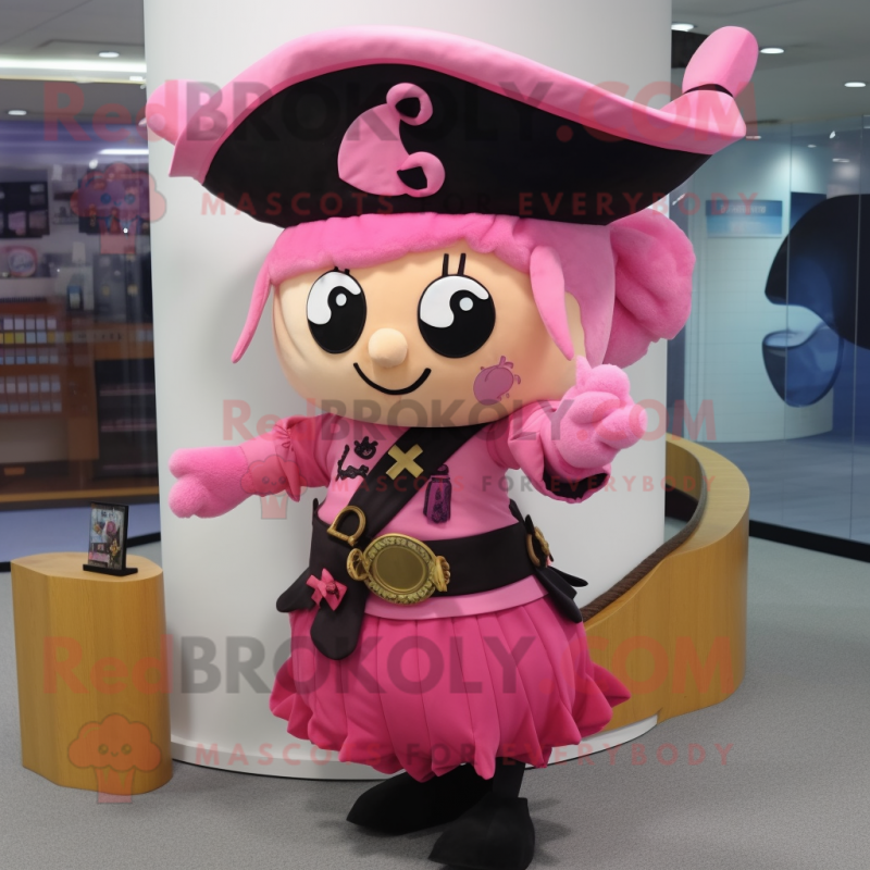 Pink Pirate mascot costume character dressed with a Wrap Skirt and Rings