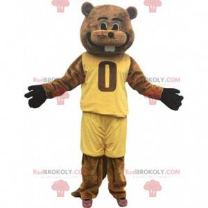 Brown Biber Maskottchen in Sportbekleidung gekleidet -